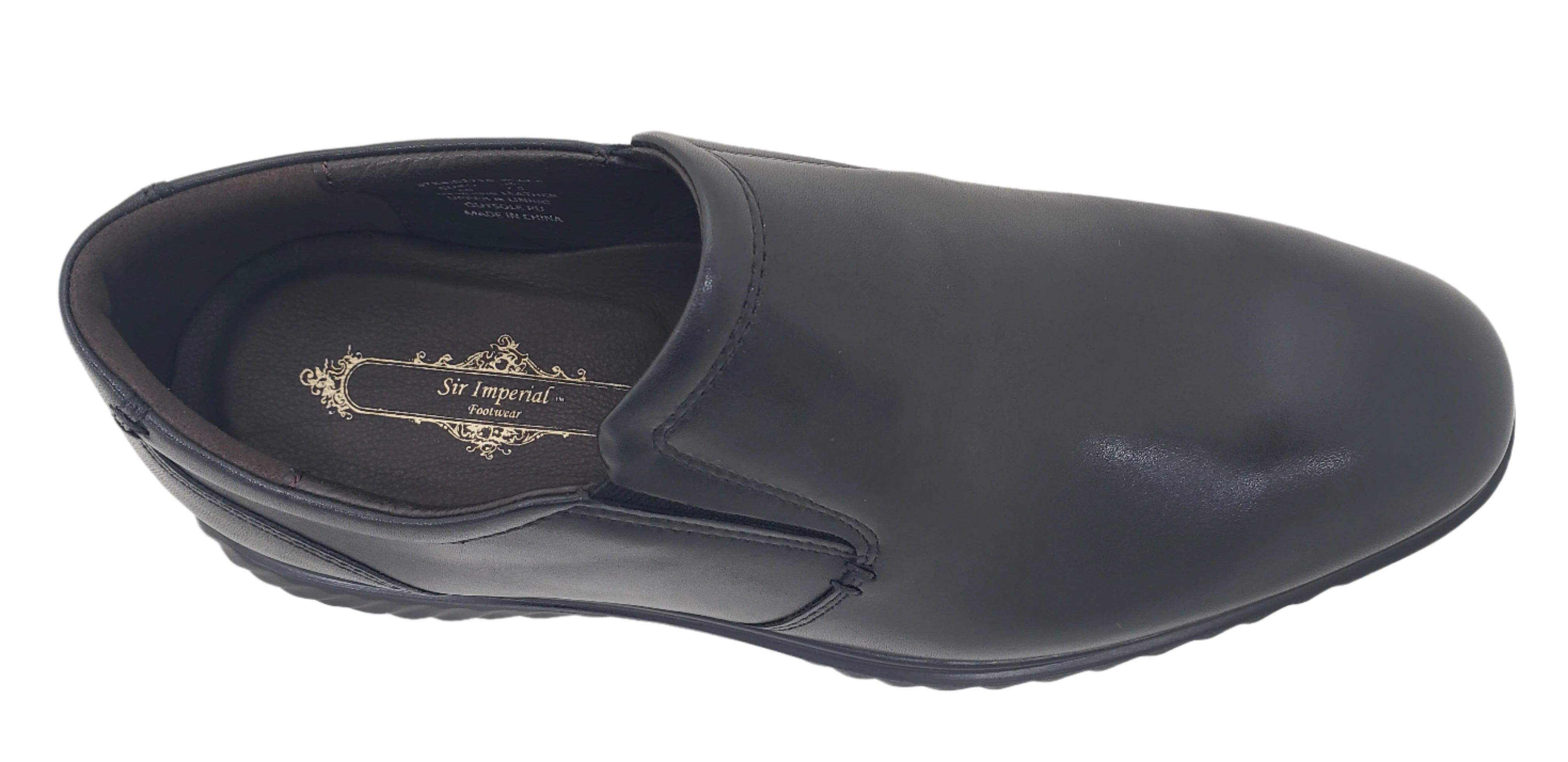 SIR IMPERIAL MEN'S BLACK LEATHER PLAIN TOE SLIP-ON SHOES 52718