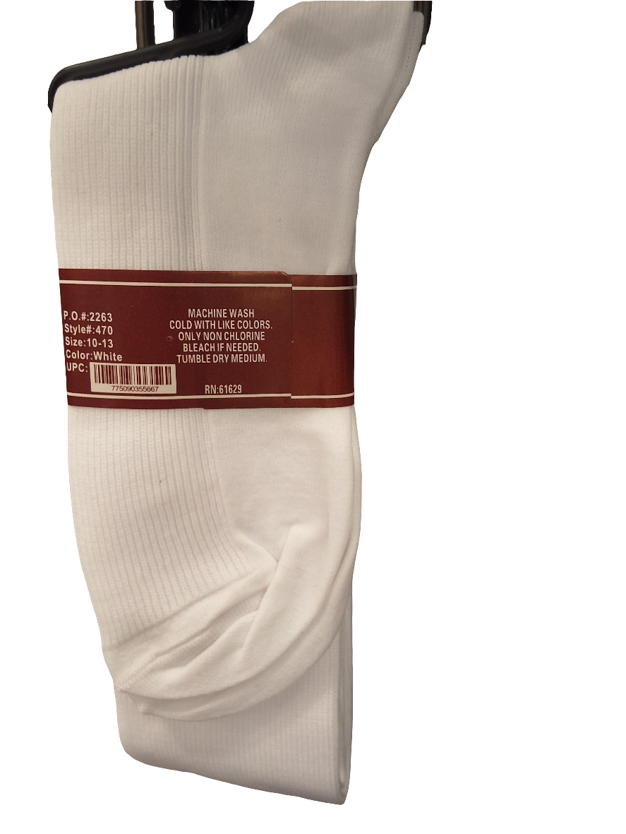 CLASSIC LONG MENS WHITE SOCKS 470