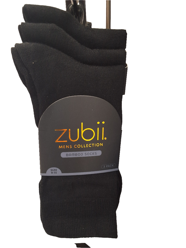 Zubii Mens Bamboo Flat 3pk Black