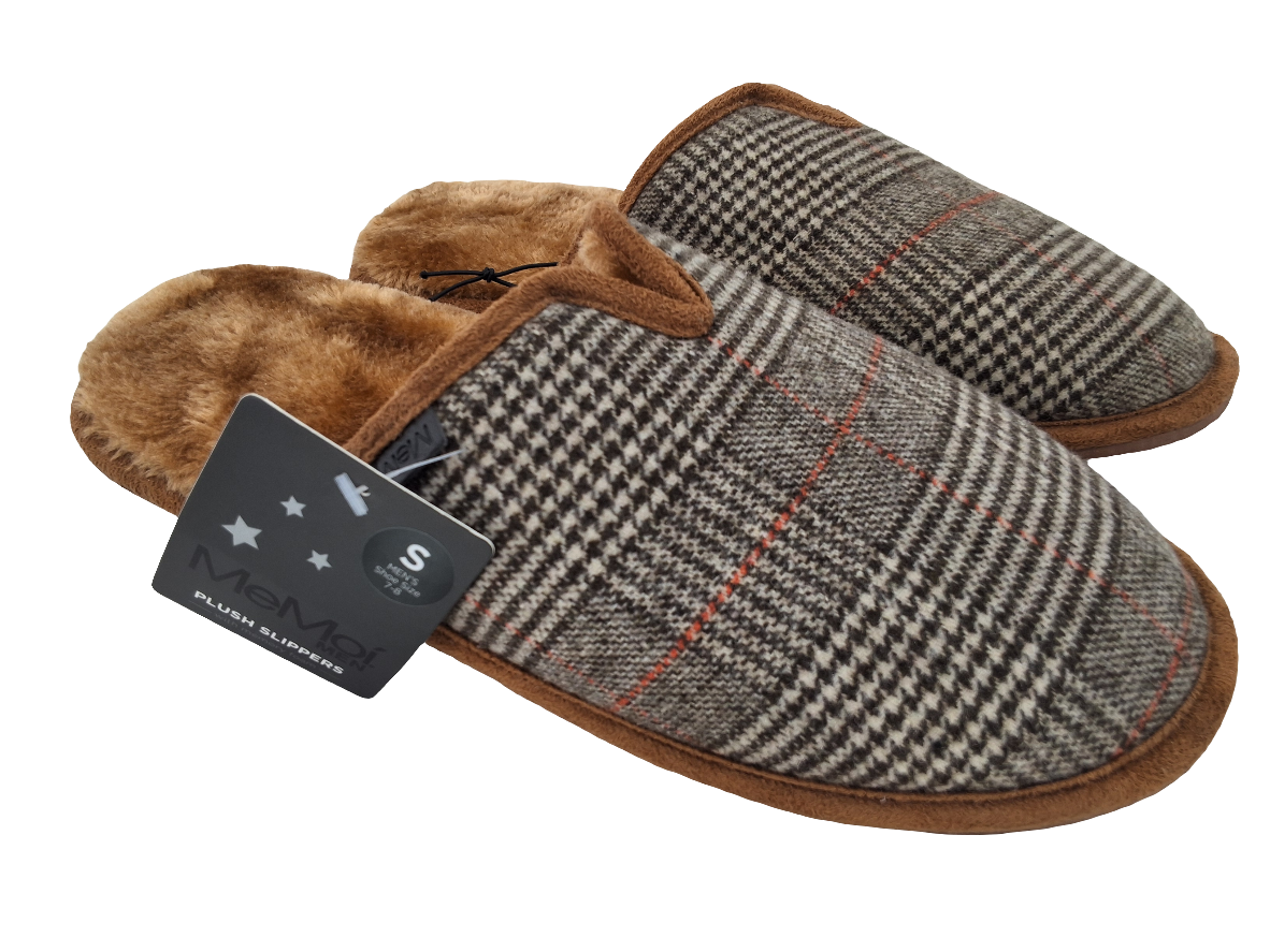 MeMoi Brown Plaid Slipper AZP08320