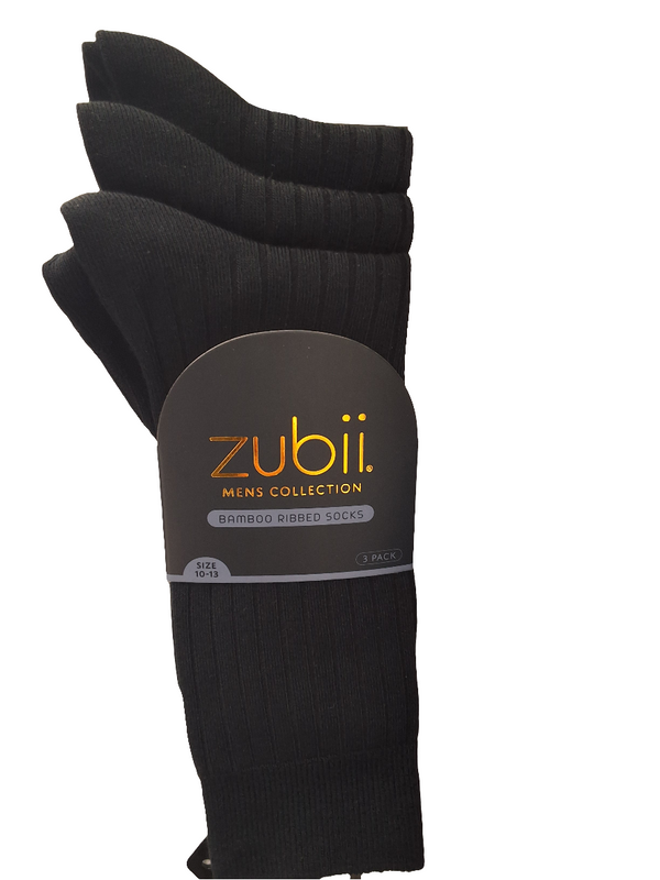 Zubii Mens Ribbed 3pk Black