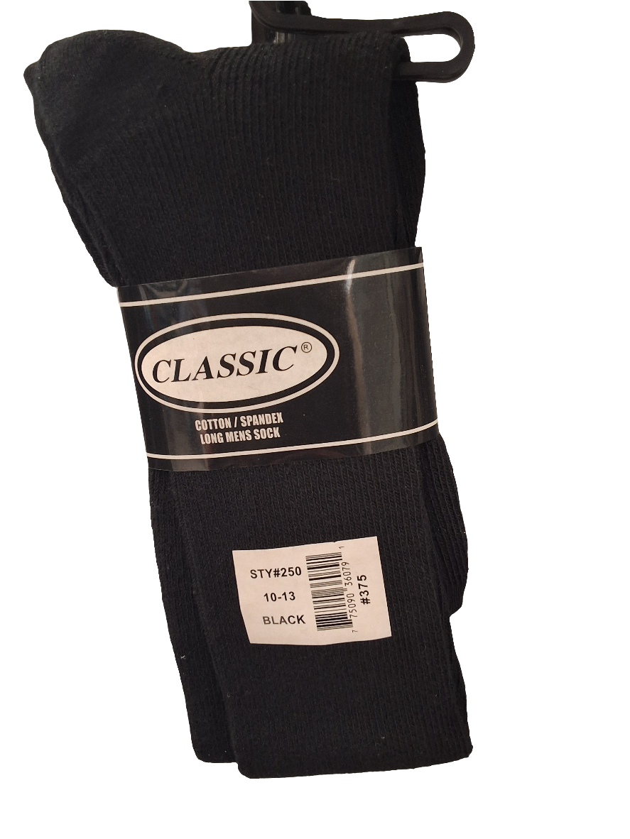 CLASSIC LONG MENS BLACK SOCKS 250