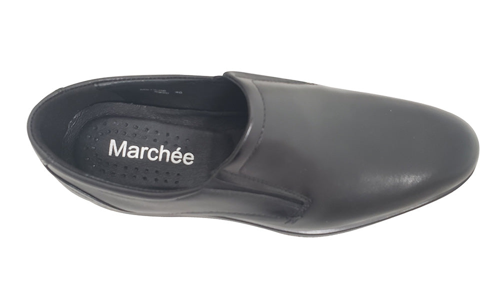 MARCHEE MEN'S BLACK PLAIN TOE SLIP ON SHOES - M613-08
