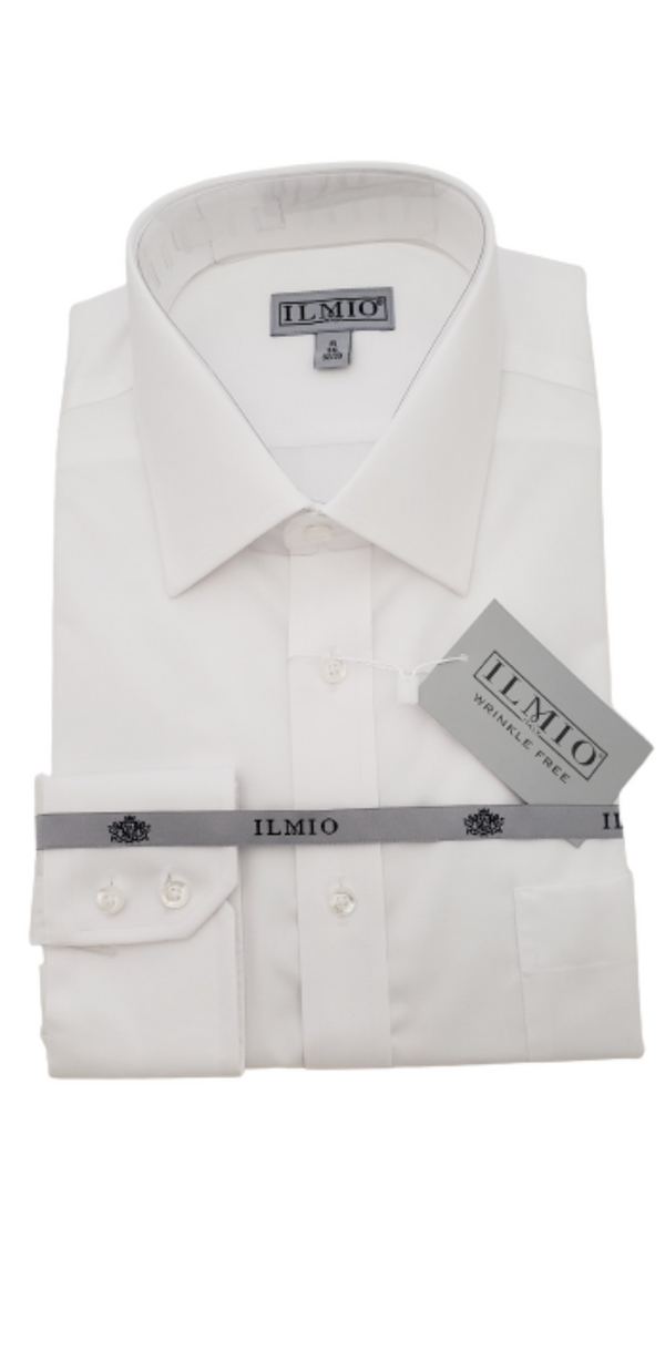 Ilmio Mens Silver Label - Spread collar - Poly Cotton (L/R) Button Cuff Shirt